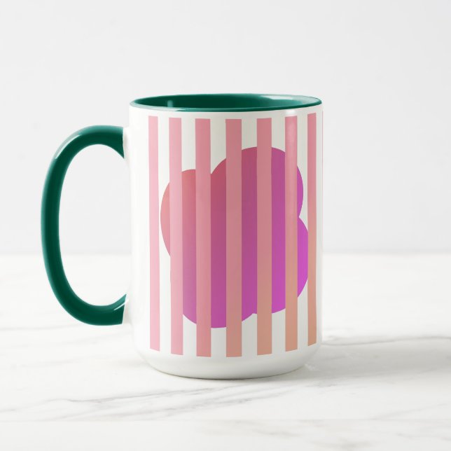Grün und Rosa gestreifte einfache Geschenke - Zwei Tasse (Links)