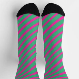 Grün und Rosa gestreifte Retro-Kühle Klassiker für Socken