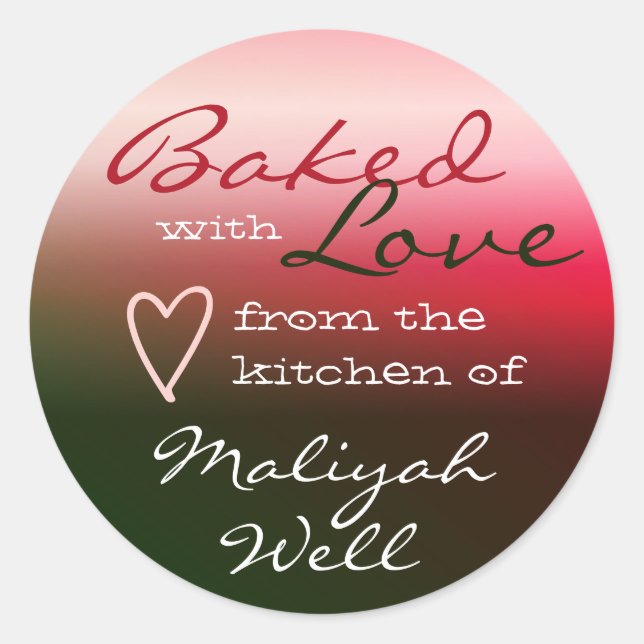 Grün und Rosa Ombre Farbe gebacken mit Liebe Herz Runder Aufkleber (Vorderseite)