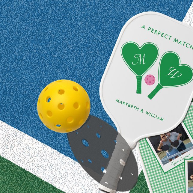 Grün und rosa, Personalisiert mit Fotos Pickleball Schläger (Von Creator hochgeladen)