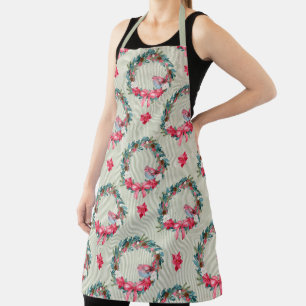 Grün und Rosa Weihnachtskranz und Kardinal Schürze