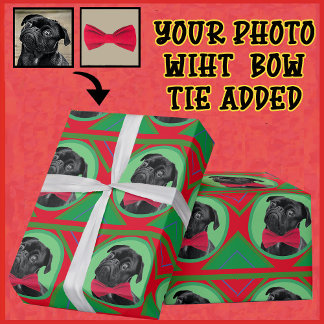 Grün und Rot mit Ihrem Foto und Krawatte Bow Geschenkpapier