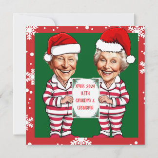 Grün und rot Oma und Opa Xmas Einladung