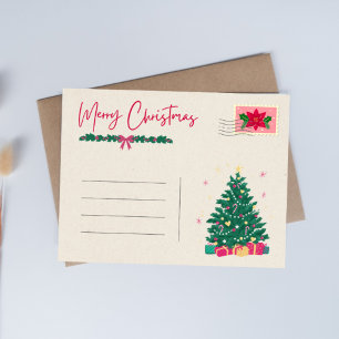 Grün und Rot Vintag frohe Weihnachtsfeier Foto Feiertagspostkarte