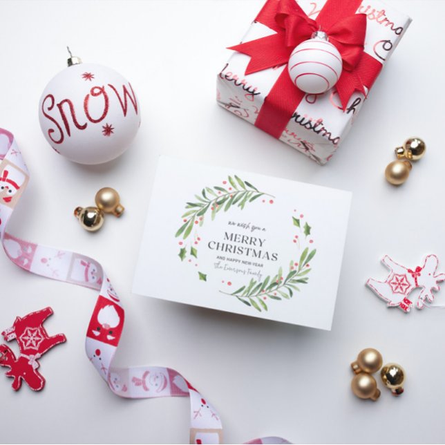 Grün und Rot Wasserfarbe Frohe Weihnachtskarte Einladung (Von Creator hochgeladen)