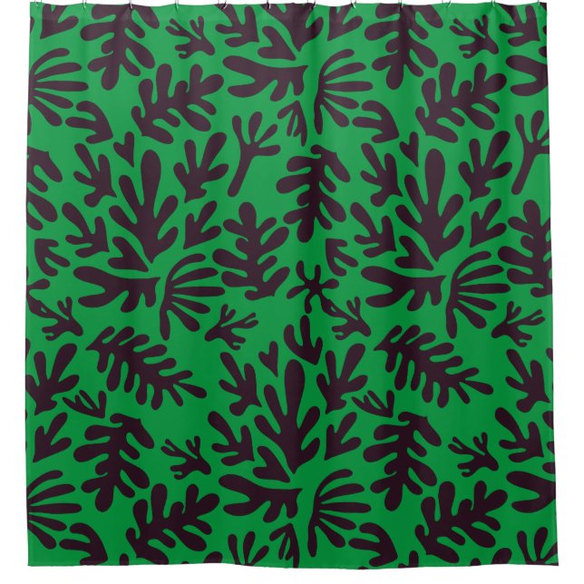 grün und schwarz abstrakt boho Modernes Muster Duschvorhang (Vorderseite)