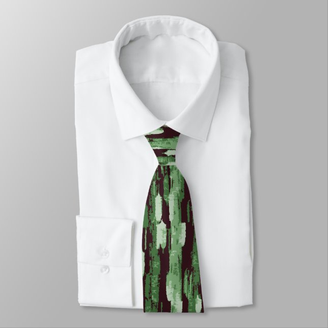 Grün und Schwarz Abstrakt Necktie Krawatte (Gebunden)