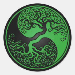 Grün und Schwarz des Lebens Yin Yang Runder Aufkleber