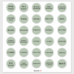 Grün- und Schwarze Herb- und Gewürzmarken Aufkleber
