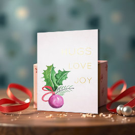 Grün und Weihnachten Ball Wasserfarben Kunst Folien Feiertagskarte