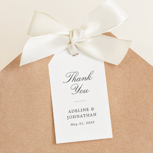 Grün und Weiß Elegante Hochzeit Vielen Dank Geschenkanhänger (Von Creator hochgeladen)