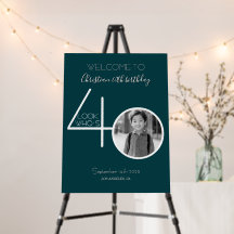 Grün und Weiß Foto 40. Geburtstag Willkommen