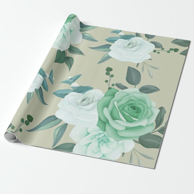 Grün und Weiß Geschenkpapier (Ungerollt)