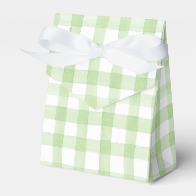 Grün und Weiß Gingham Geschenkschachtel (Vorderseite)
