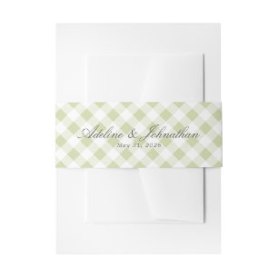 Grün und Weiß Gingham Kariert Name und Datum Einladungsbanderole