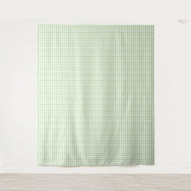 Grün und Weiß Gingham Wandteppich (Vorderseite)