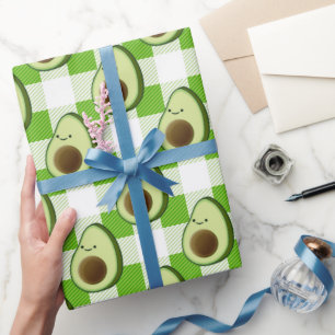 Grün und Weiß Kariert Avocado Tartan Muster Geschenkpapier