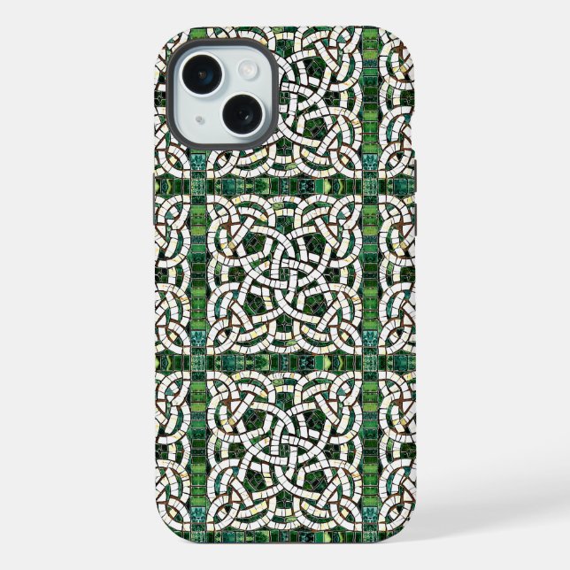 Grün und Weiß Knoststone Mosaik iPhone Hülle (Rückseite)