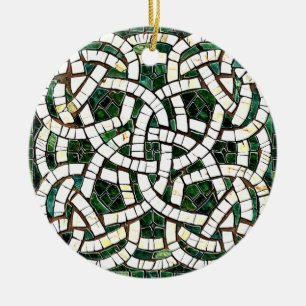 Grün und Weiß Knoststone Mosaik Keramik Ornament