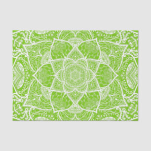 Grün und Weiß Mandala - Loergann in Ginkgo Seidenpapier