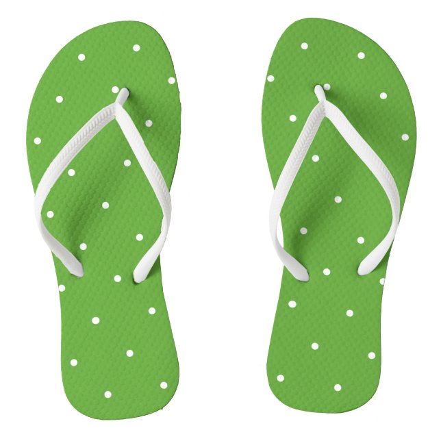 Grün und Weiß mit Punkten Flip Flops (Fußbett)