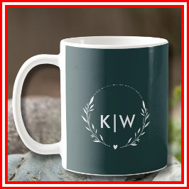 Grün und Weiß | Monogram für moderne Initials Kaffeetasse