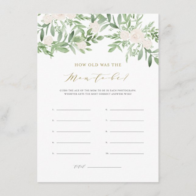 Grün- und Weiße Blume wie alt war die Mama, die es Begleitkarte (Vorderseite)