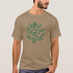 Grün verlässt grünen Blattdekor der olivgrünen T-Shirt