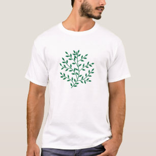 Grün verlässt grünen Blattdekor der olivgrünen T-Shirt