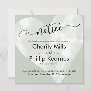 Grün verspätete Hochzeitskarte für Herz