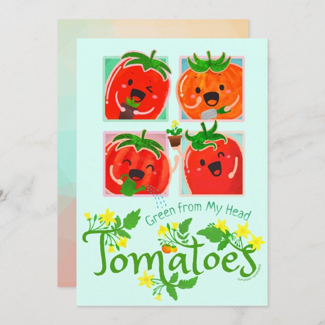 Grün von meiner Kopf Tomaten - Punny Garden-Karte (Vorne/Hinten)