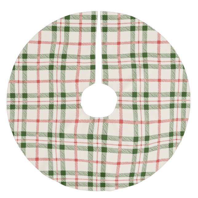 Grün von Weihnachtsgrün kariert Polyester Weihnachtsbaumdecke (Vorderseite)