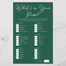 Grün Was ist in deinem Purse Brautparty Game?