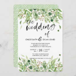 Grün-Wasserfarbe-Sommer-Hochzeitseinladung Einladung