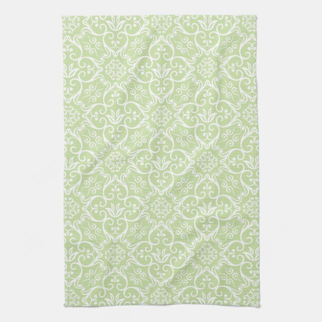 Grün & Weiß Damask Küchentücher (Vertikal)