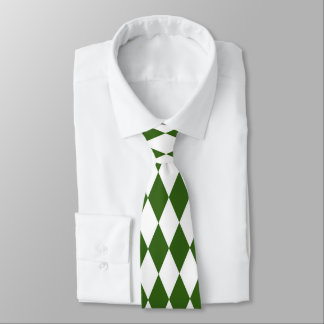 Grün & Weiß Diamantformen Retro Neck Tie Krawatte