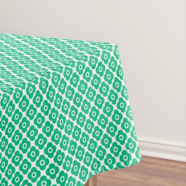 Grün-weiß einfaches Blumenmuster Retro Tischdecke (Beispiel)