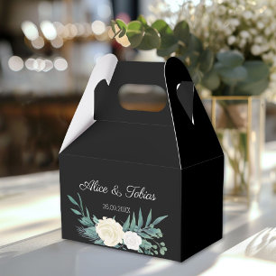 Grün-Weiß-Elegante Blumenhochzeit Geschenkschachtel