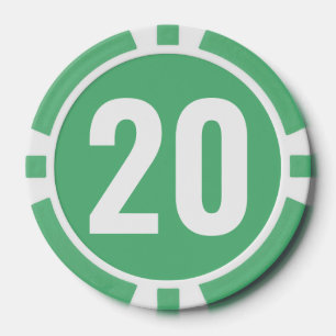 Grün-weiß-fette Zahl Pokerchips