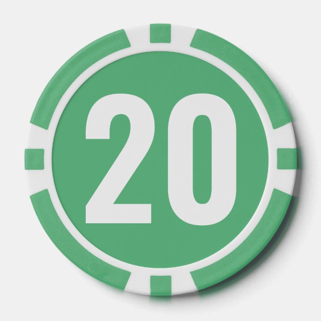 Grün-weiß-fette Zahl  Pokerchips (Vorderseite)