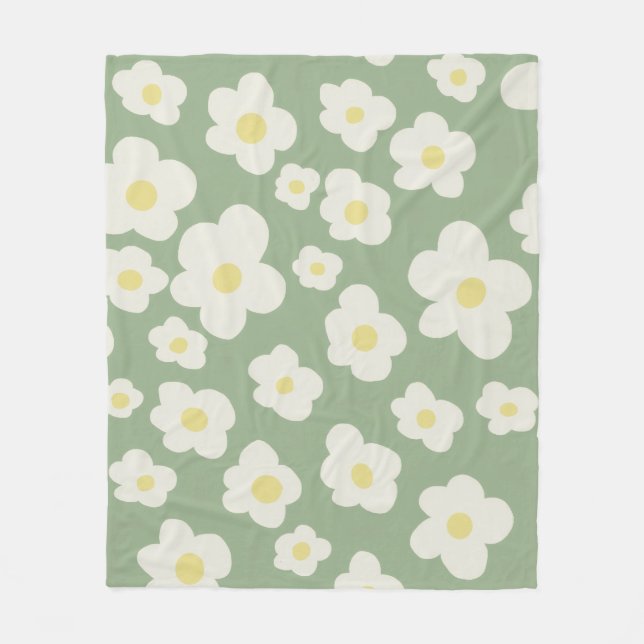 Grün-weiß floral  fleecedecke (Vorderseite)