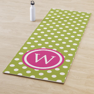 Grün-weiß gepunktet mit rosa Monogramm Yogamatte