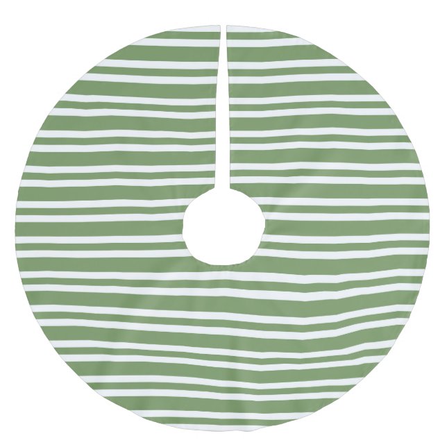 Grün-weiß gestreiftes Muster Polyester Weihnachtsbaumdecke (Vorderseite)