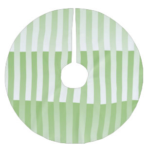 Grün-weiß gestreiftes Muster Polyester Weihnachtsbaumdecke