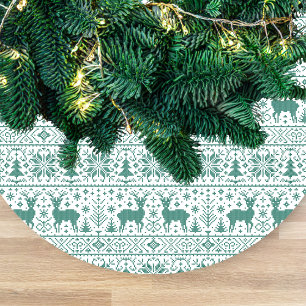 Grün-weiß gestrickter hässlicher Pullover Muster S Fleece Weihnachtsbaumdecke