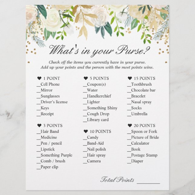 Grün-Weiß-Gold-Blüte Was ist in deinem Handspiel? Flyer (Vorne)