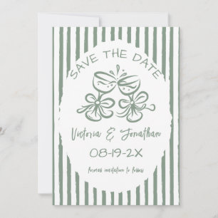 Grün-Weiß-Hochzeit des modernen Fotos Save The Date