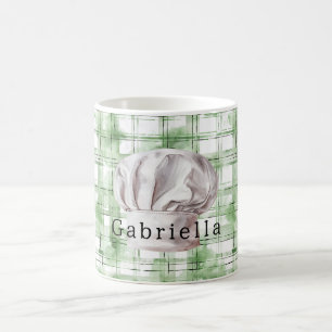 Grün-weiß kariert gestreift weiße Kochmütze Kaffeetasse