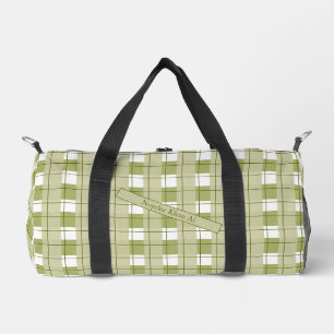 Grün-weiß kariert, Ihr Name Duffle Bag