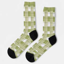 Grün-weiß kariert, Text am Fuß Socken